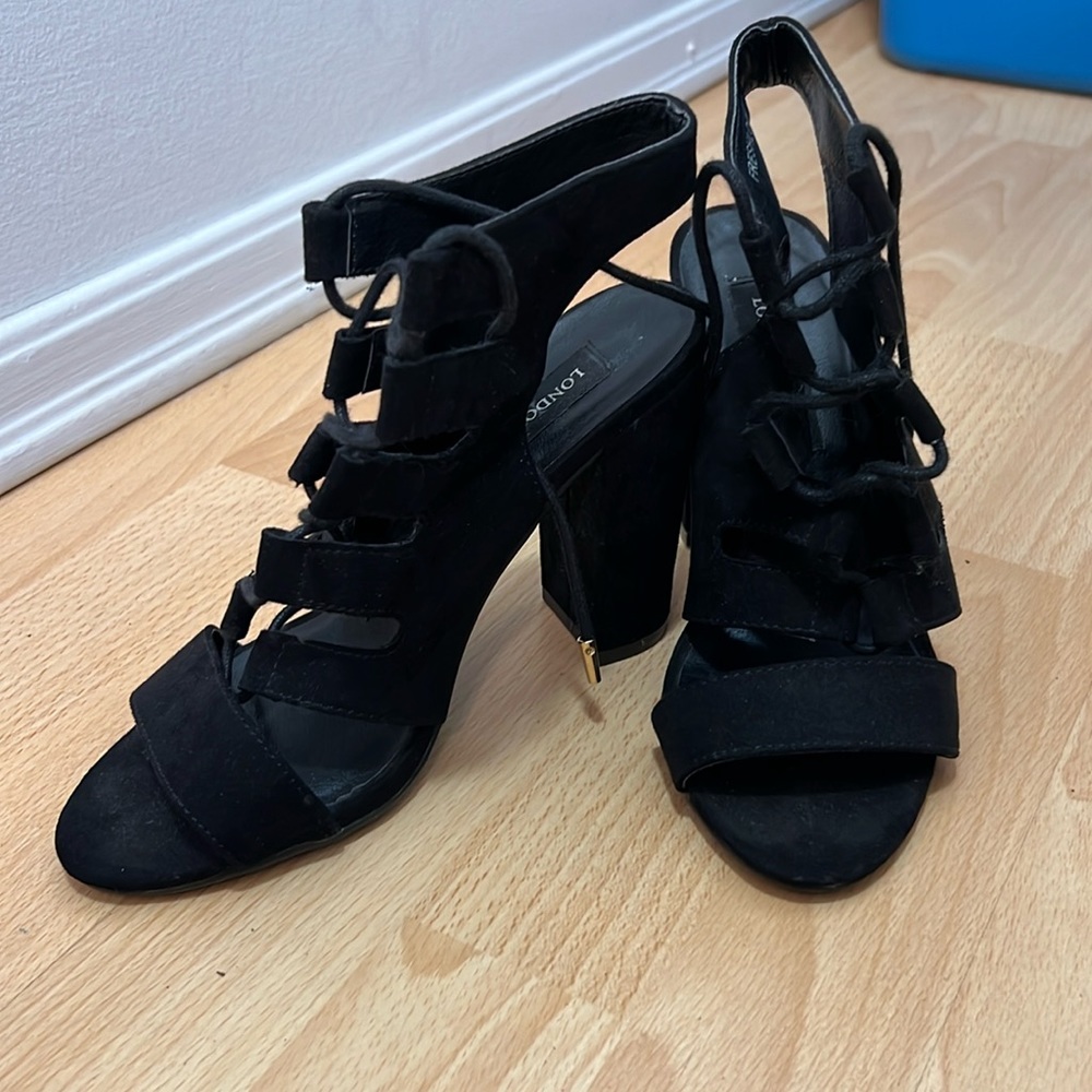 London Rebel | Open Toe Block Heel Ankle Booties